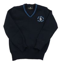 Tmavomodrý sveter s výšivkou