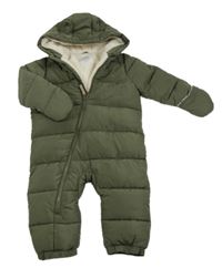 Khaki šusťáková zimní kombinéza s kapucí F&F