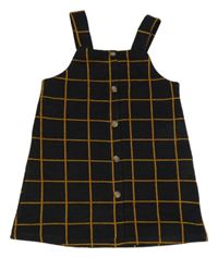 Tmavomodro-okrové kockované pletené šaty F&F