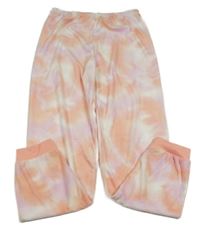 Růžovo-bílo-lososové plyšové tepláky Primark