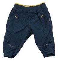 Tmavomodré plátěné podšité kalhoty s úpletovým pasem C&A