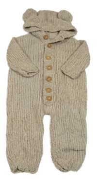 Béžová žinylková kombinéza s kapucňou