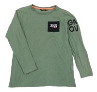 Khaki tričko s vreckom a nápisom Europe kids