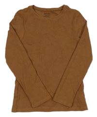 Hnědé žebrované triko Next