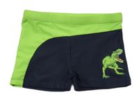 Tmavomodro-zelené nohavičkové plavky s dinosaurom Topolino