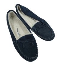 Dámské tmavomodré semišové zateplené baleríny vel. 39