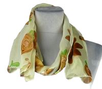 Dámský světležlutý pruhovaný šátek s kvetmi