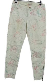 Dámské bílé rifle s barevným vzorem a zipy Coccx