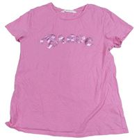 Růžové tričko s nápisem H&M
