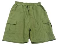 Khaki šušťákové kraťasy s vreckami Shein