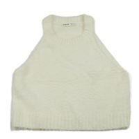 Smetanový chlupatý crop top Shein