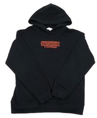 Černá mikina s potiskem Stranger Things a kapucí H&M