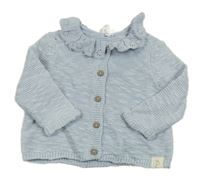 Nové - Světlemodrý propínací svetr s madeirový volánkem George