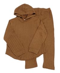 2set - Hnědá vzorovaná mikina s kapucí + legíny Shein