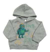 Sivá mikina s robotom a kapucňou