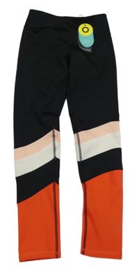 Nové - Černo-červené sportovní legíny s pruhy M&S