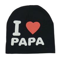 Černá bavlněná čepice s nápisem