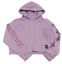 Fialová crop mikina s potiskem a kapucí Hype