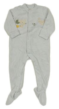 Světlemodrý sametový overal s medvídky 