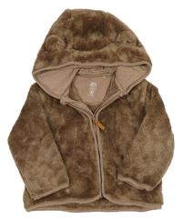 Hnedá chlpatá prepínaci mikina s kapucňou F&F