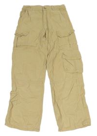 Béžové široké rifle s kapsami Primark