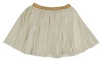 Smetanovo-zlatá tylová sukňa