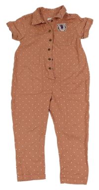 Růžový puntíkatý kalhotový overal s tygrem Next