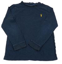 Tmavomodré melírované tričko s výšivkou Next