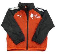 Červeno-čierna šušťáková funkčná športová bunda s logom Puma