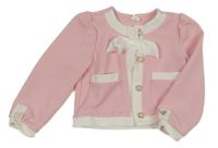 Světlerůžovo-bílý kabátek s mašlou Shein