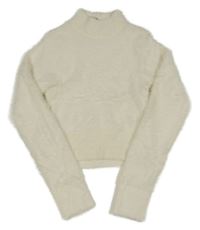Smotanový chlpatý crop sveter New Look