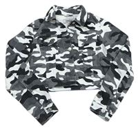 Sivo-čierno-biela army crop rifľová bunda New Look