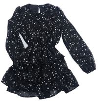 Čierne šifónové šaty s hviezdičkami New Look