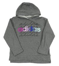 Sivá mikina s logom a kapucňou Adidas