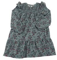 Sivé šaty s kvietkami a volánikmi zn. Primark