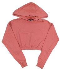 Ružová crop mikina s kapucňou New Look