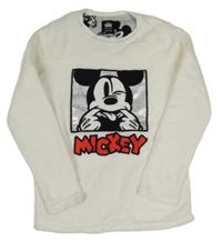 Biela chlpatá mikina s Mickeym Disney