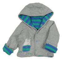 Šedý bavlněný zateplený kabátek s kapucňou a zebrou M&S