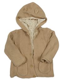 Béžový propínací podšitý svetr s kapucí George 