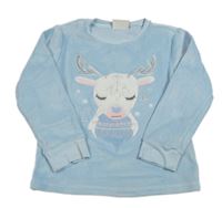 Svetlomodrá plyšová mikina so sobom C&A