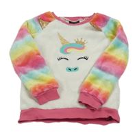 Bielo-farebná plyšová mikina s jednorožcom Picapino