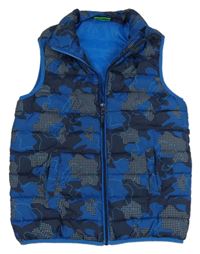 Modro-tmavomodrá army funkčná šušťáková zateplená vesta Mountain Warehouse