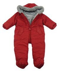Červená šusťáková zimní kombinéza s kapucí George