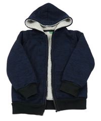 Tmavomodro-čierna melírovaná prepínaci zateplená mikina s kapucňou zn.