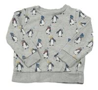 Sivá mikina s tučňáky C&A