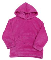 Ružová chlpatá mikina s kapucňou