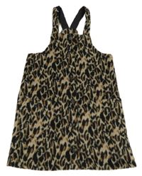 Béžovo-černo-hnědé vzorované vlněné šaty Tu