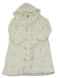 Smetanový chlupatý župan s hvězdičkami a kapucí H&M