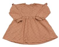 Starorůžové teplákové šaty s kytičkami a volánky George 