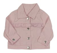 Světlerůžová riflová bunda s volánky George 